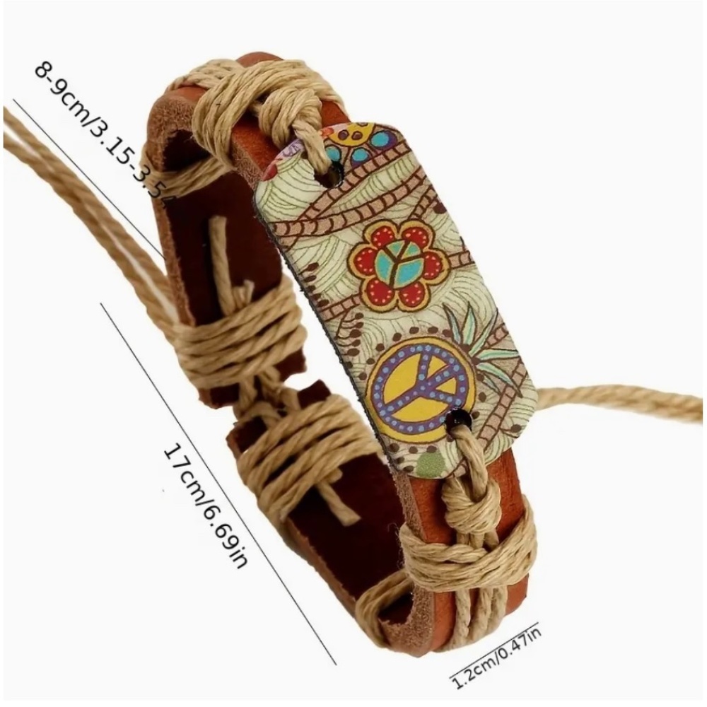 LAST ONE Boho Hemp Rope Braided Vintage Style Leather Bracelet - Picture 5 of 5